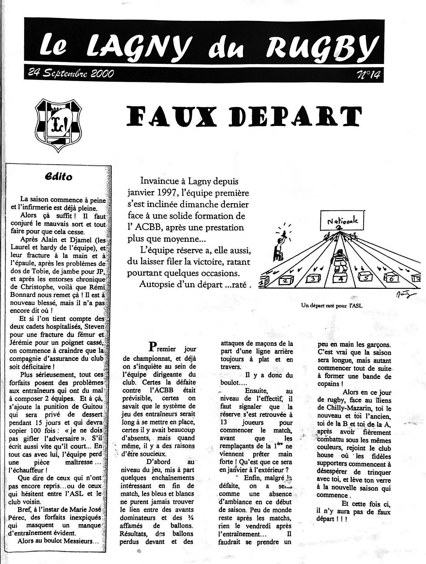 LE LAGNY DU RUGBY N°14 – 24 septembre 2000