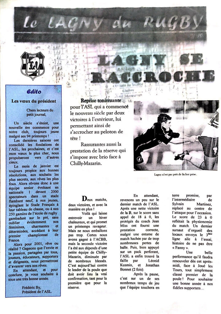 LE LAGNY DU RUGBY N°19 – 21 janvier 2001