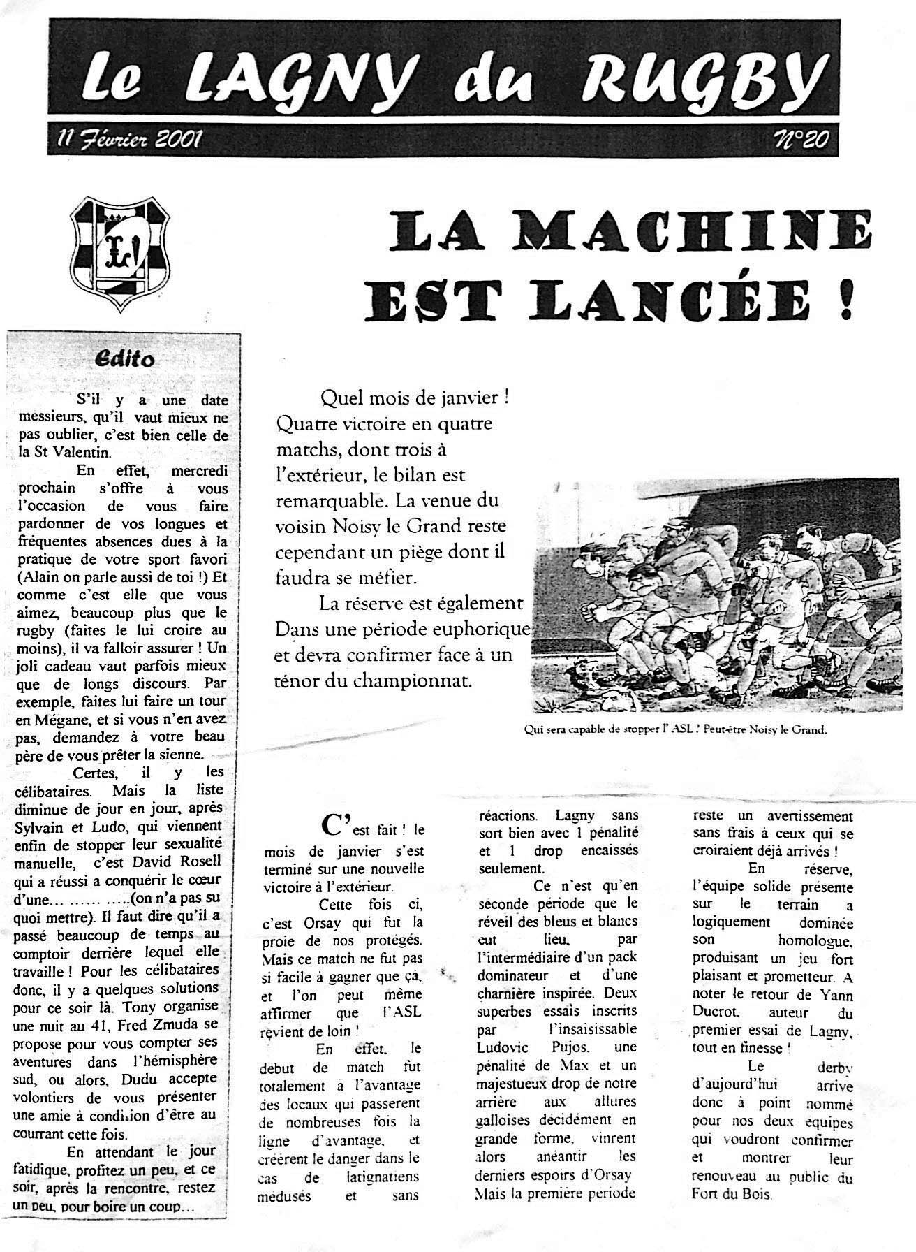 LE LAGNY DU RUGBY N°20 – 11 février 2001
