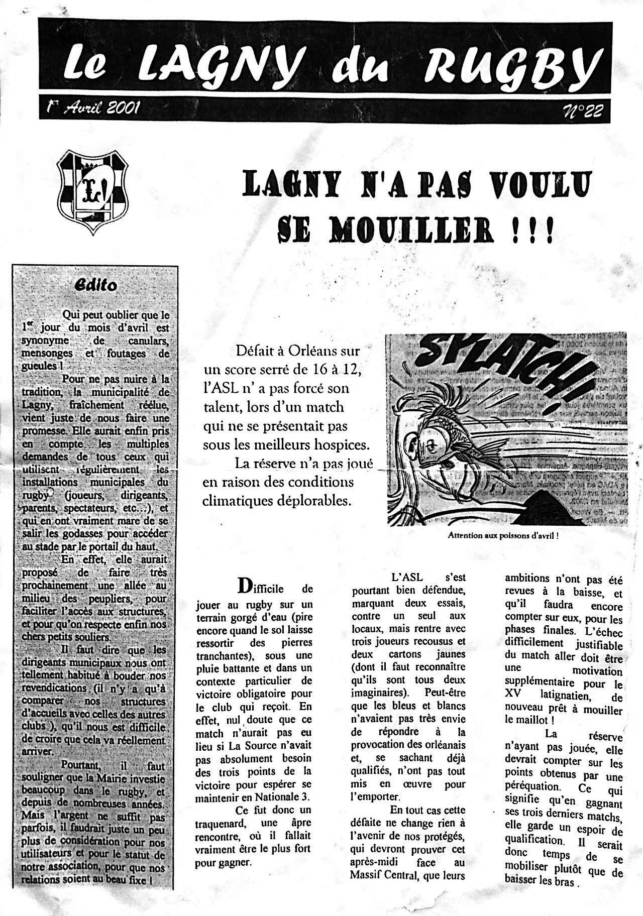 LE LAGNY DU RUGBY N°22 – 1er avril 2001