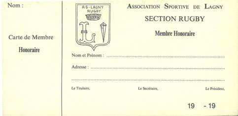 Carte de Membre Honoraire