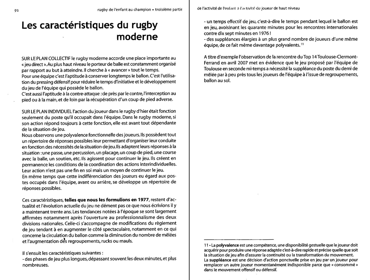 Les caractéristiques du rugby moderne