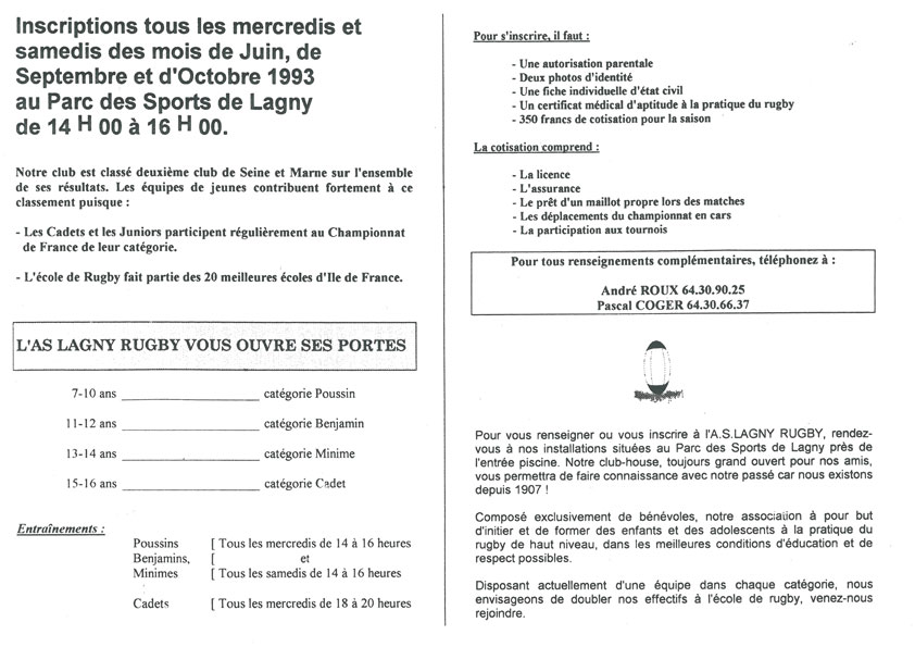 Plaquette ASL 1993 (verso) Plaquette ASL 1993 (verso)