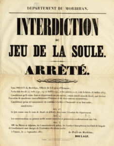 Arrêté d'interdiction de la Soule - Morbihan - 1857