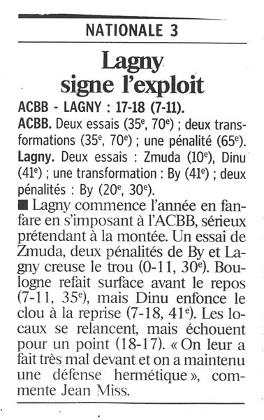 2001-01-09 - Le Parisien