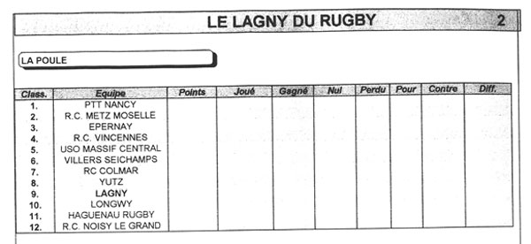 Le Lagny du rugby - n°1 19 sept. 1999 Le Lagny du rugby - n°1 19 sept. 1999