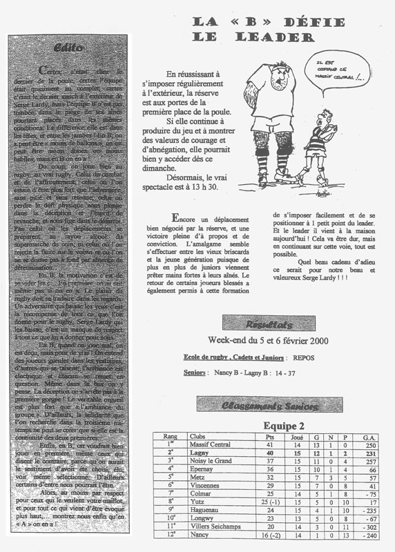 Le Lagny du rugby - n°8 - 13 fév. 2000 Le Lagny du rugby - n°8 - 13 fév. 2000