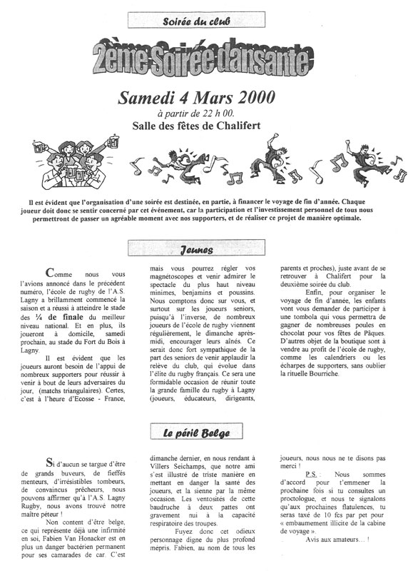 Le Lagny du rugby - n°9 - 27 fév. 2000 Le Lagny du rugby - n°9 - 27 fév. 2000