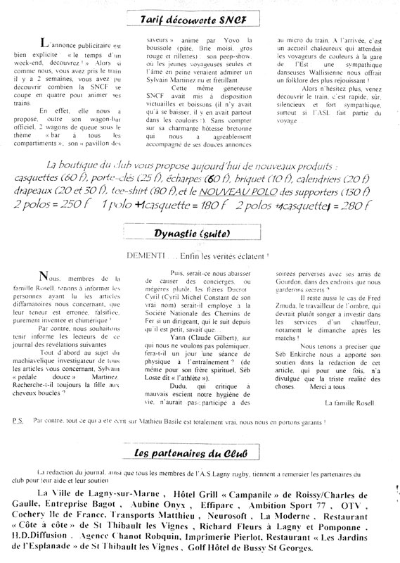 Le Lagny du rugby - n°11 - 16 avril 2000 Le Lagny du rugby - n°11 - 16 avril 2000