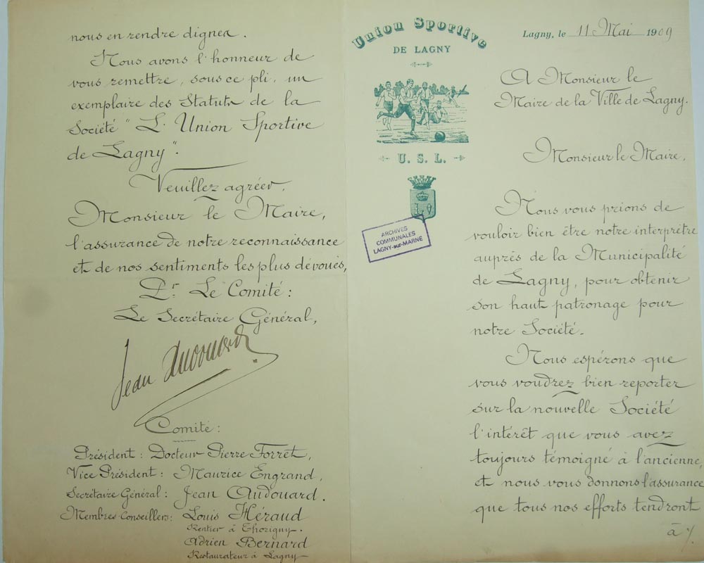 11 mai 1909 - Lettre au maire