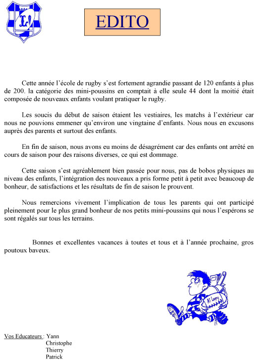 La Gazette des mini-poussins La Gazette des mini-poussins