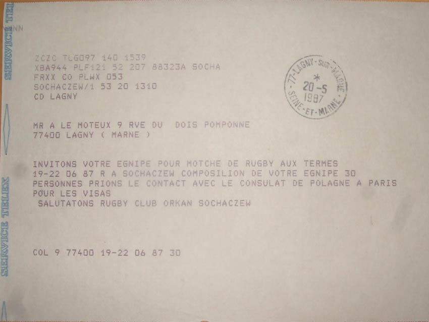 1987-05-20 - Télex d'invitation 1987-05-20 - Télex d'invitation