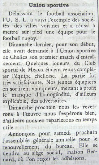 1907, genèse du rugby à Lagny