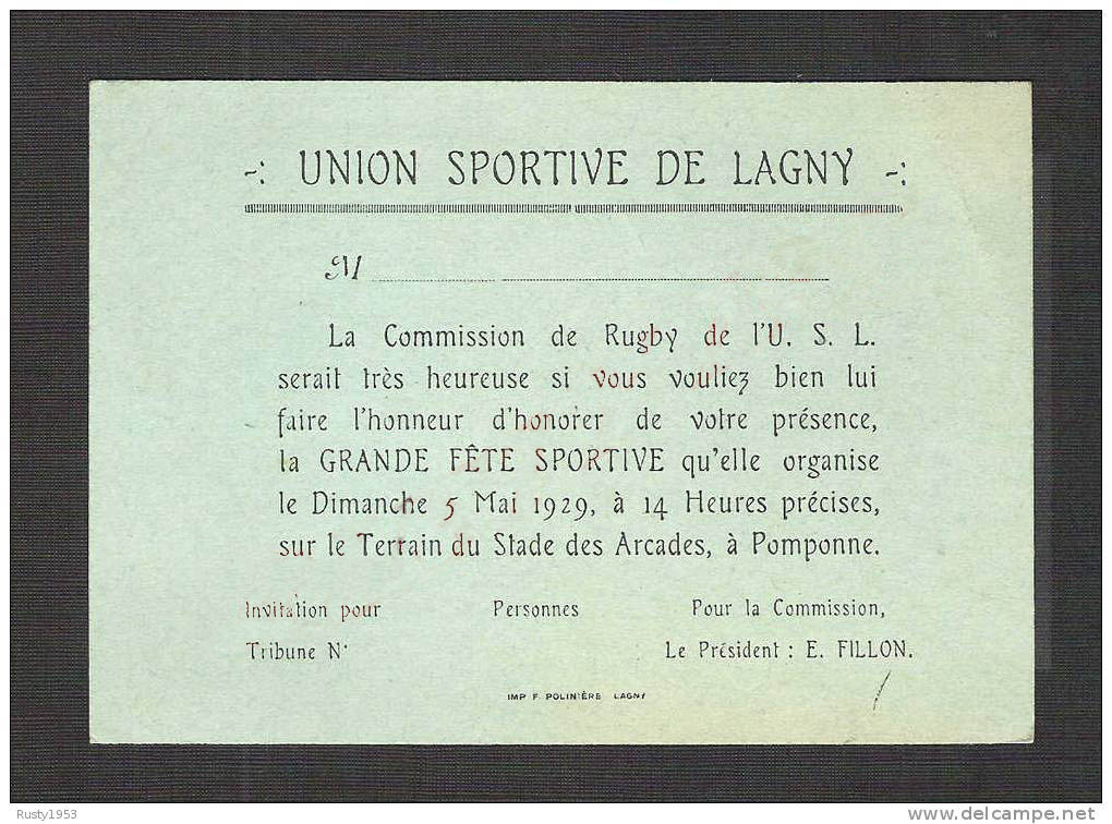 Convocation à la Fête Sportive du 5 mai 1929