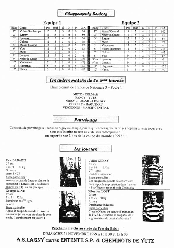 1999-10-31 - Le Lagny du Rugby 1999-10-31 - Le Lagny du Rugby