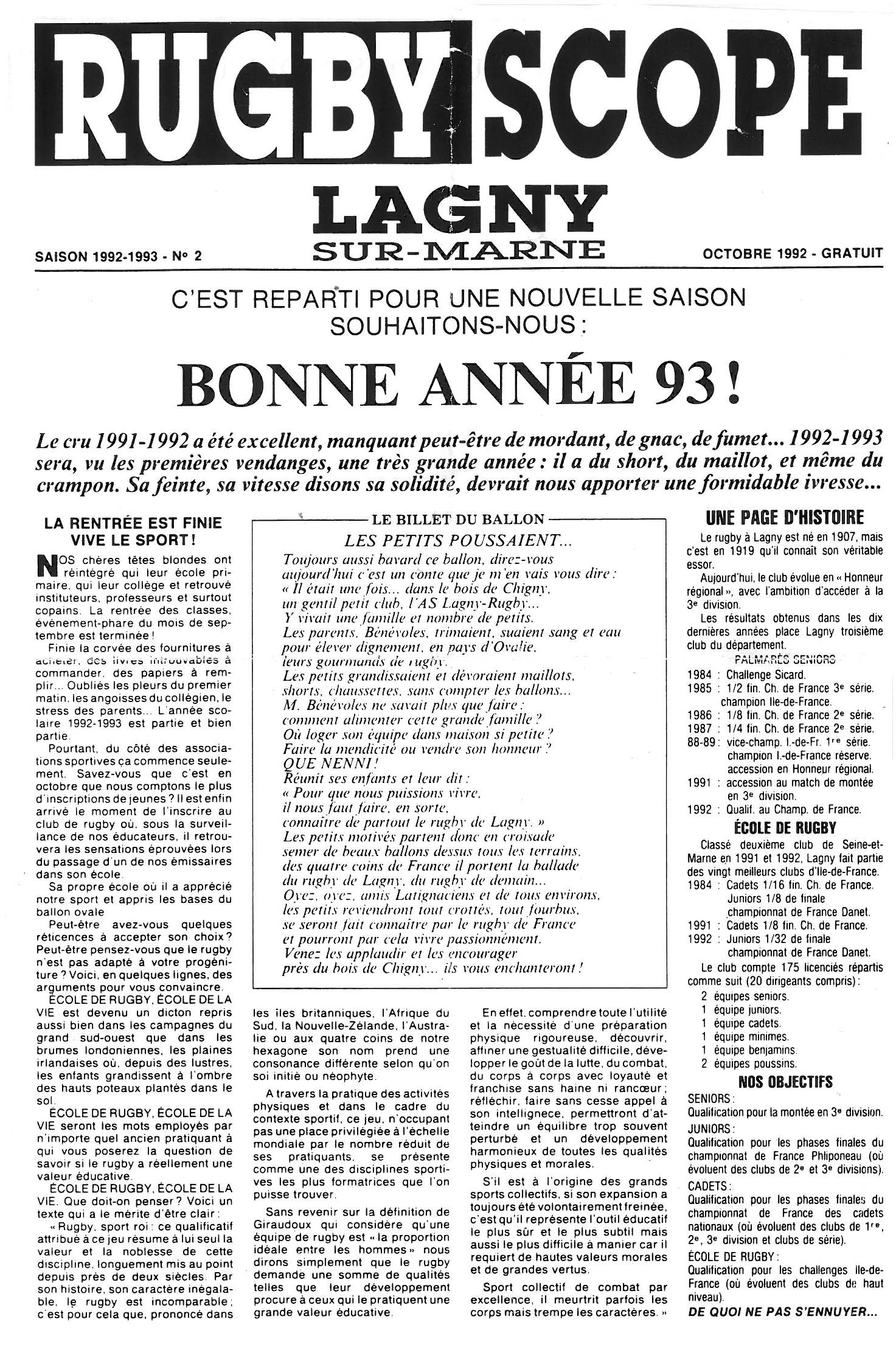 Rugbyscope n°2 – octobre 1992