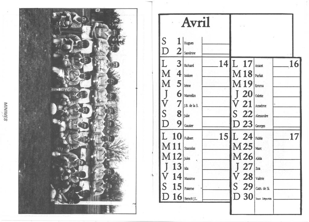 1989 - Calendrier ASL