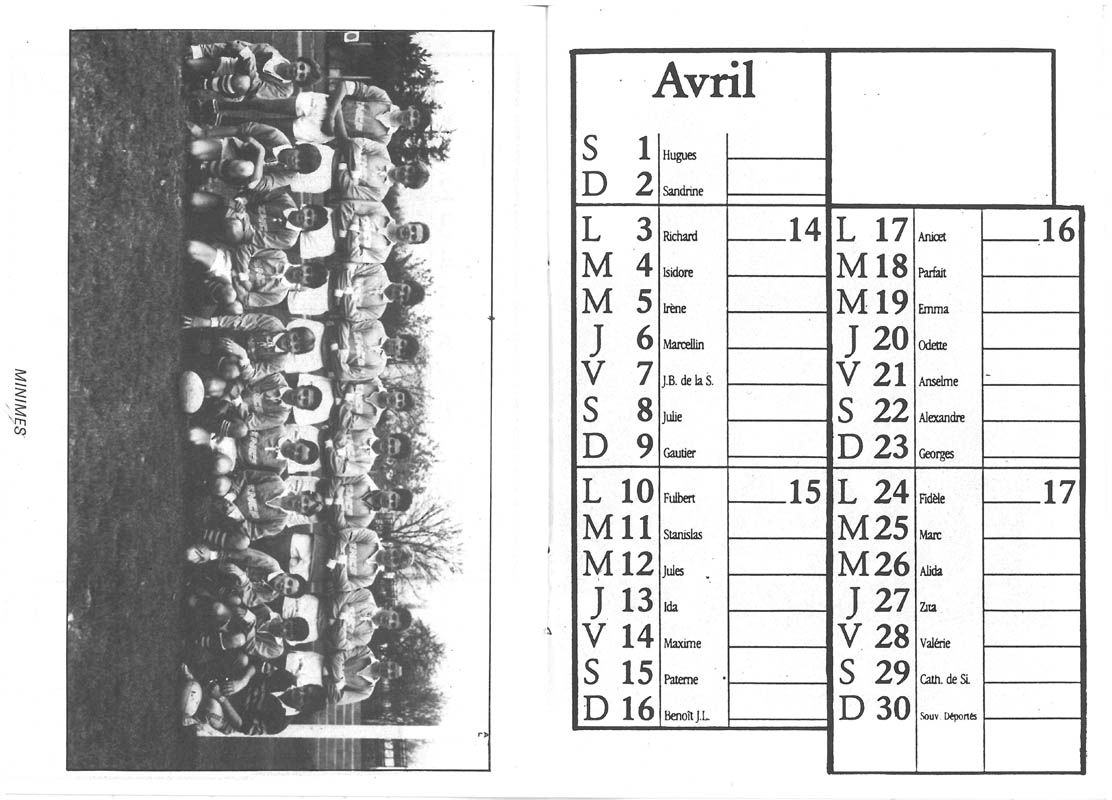 1989 - Calendrier ASL
