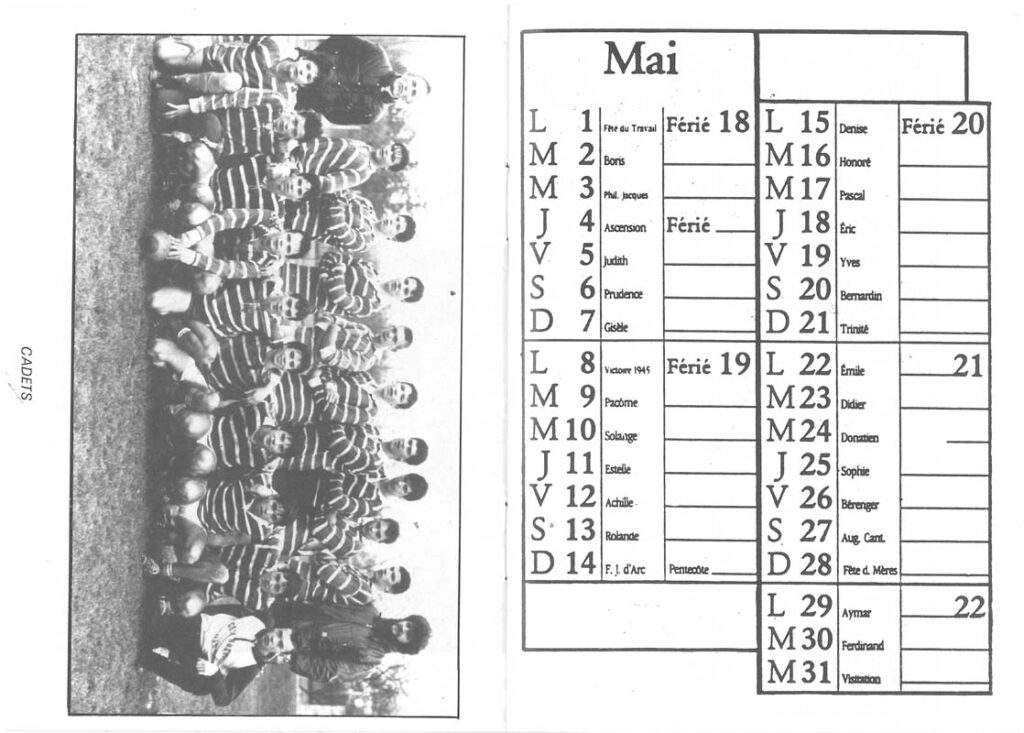 1989 - Calendrier ASL