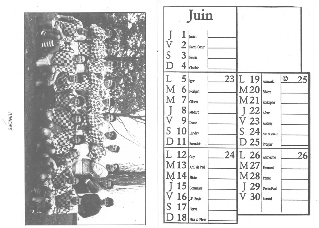 1989 - Calendrier ASL