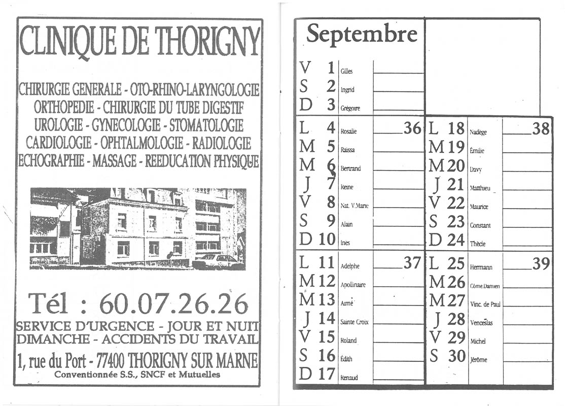 1989 - Calendrier ASL