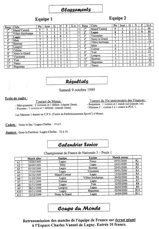 1999-10-17 - Le Lagny du Rugby n°3 1999-10-17 - Le Lagny du Rugby n°3
