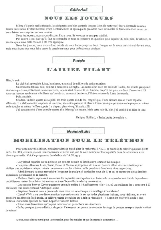 1999-12-04 - Le Lagny du Rugby n°6 1999-12-04 - Le Lagny du Rugby n°6