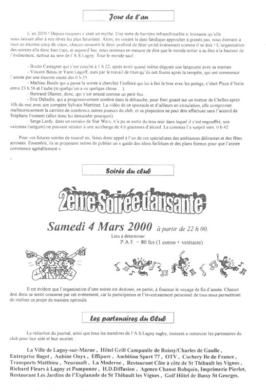 2000-01-16 - Le Lagny du Rugby n°7 2000-01-16 - Le Lagny du Rugby n°7
