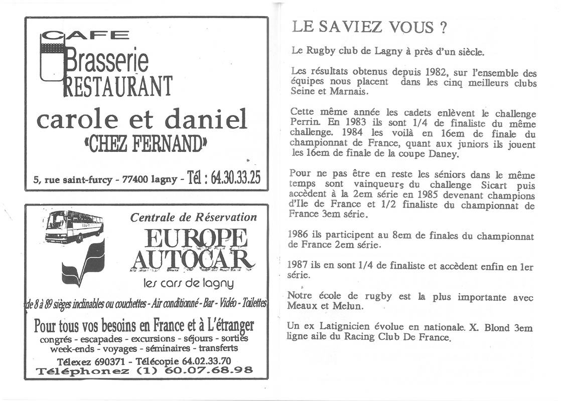1989 - Calendrier ASL