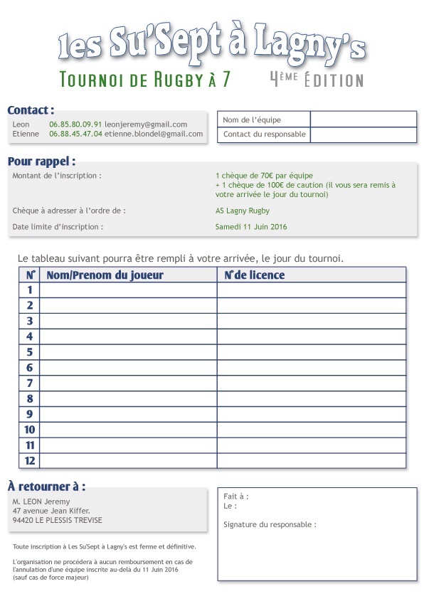Formulaire d'inscription Formulaire d'inscription