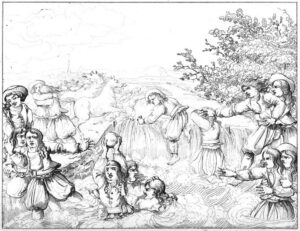 Le combat de la Soule
Gravure tirée d'Alexandre Bouët et Olivier Perrin,
{«Breiz-Izel ou Vie des Bretons de l'Armorique»},
Paris, 1844, t.III, p.21