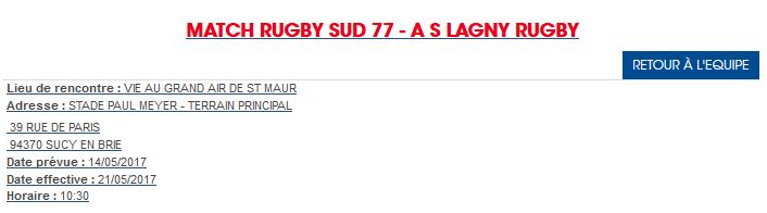 La 1/2 finale des juniors ce dimanche à Sucy