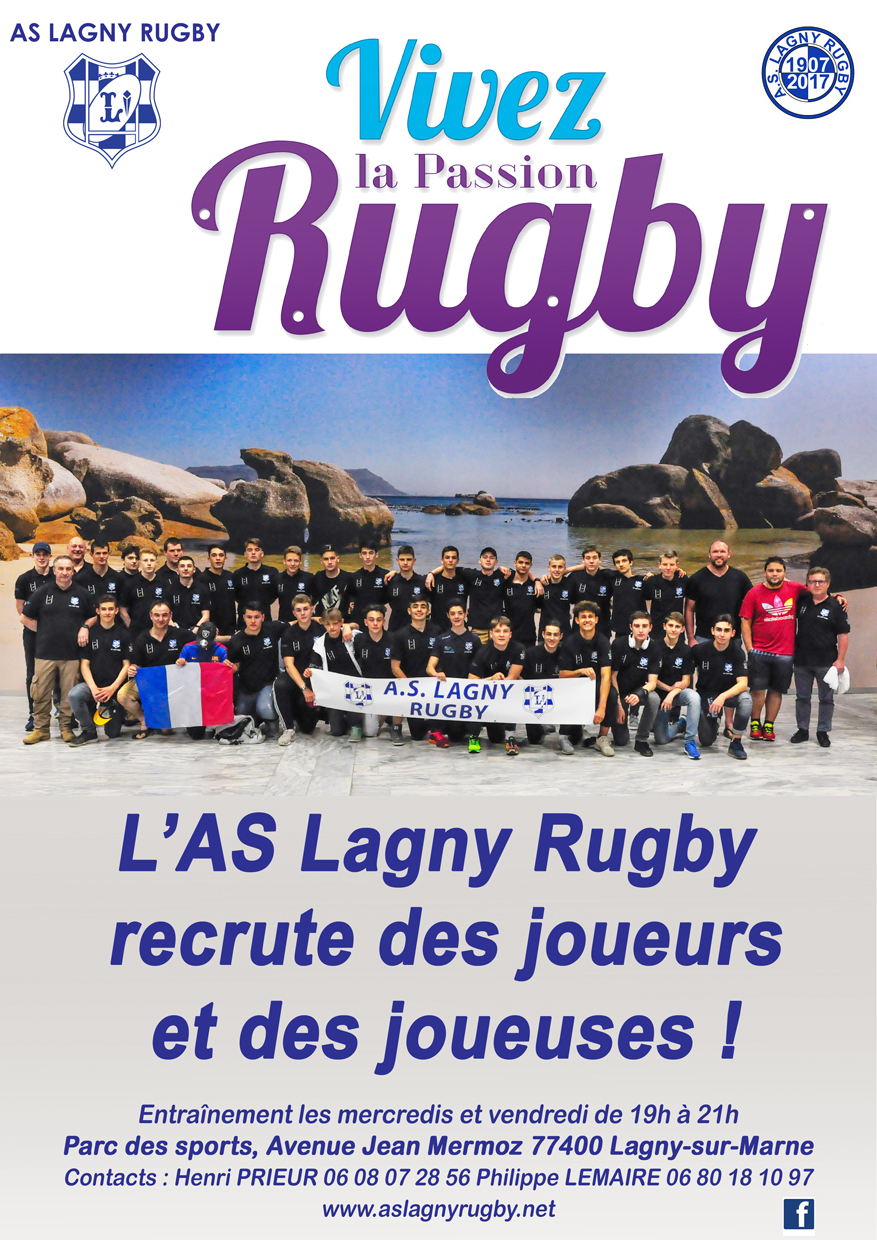 L’AS Lagny Rugby recrute des joueurs et joueuses !