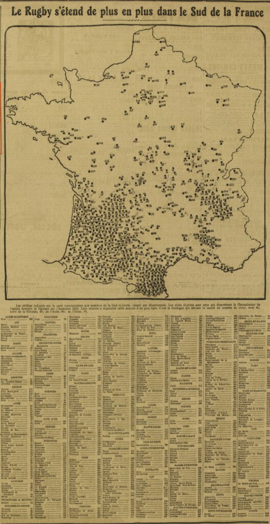 Répartition des club en 1923