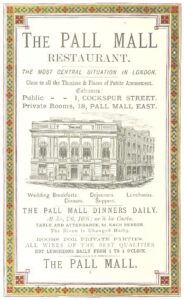 The Pall Mall Restaurant
Encart publicitaire de 1872