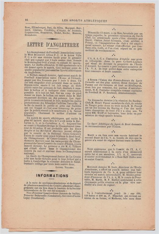 Les Sports Athlétiques - 26-03-1892
