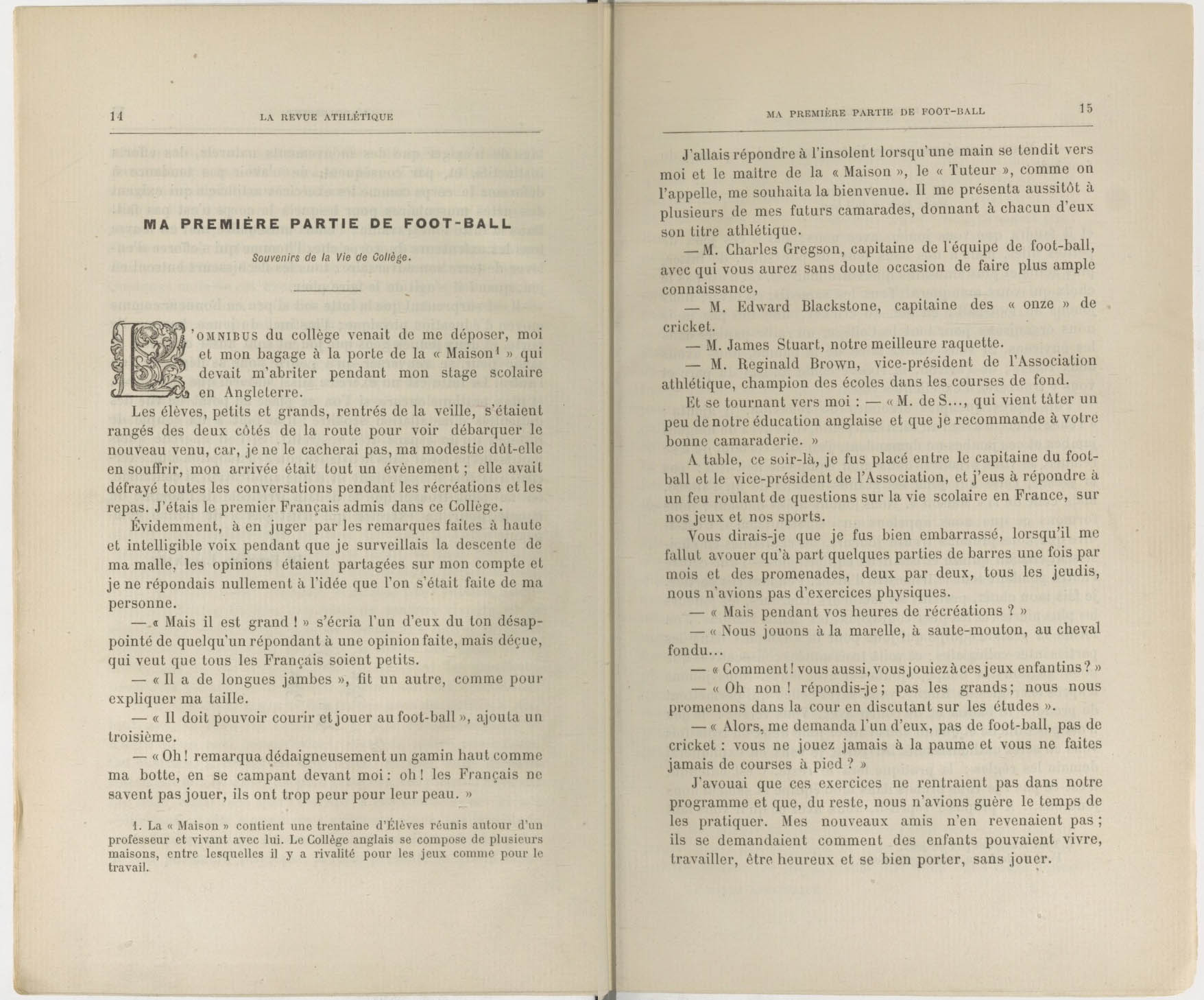 1863 – Ma première partie de foot-ball