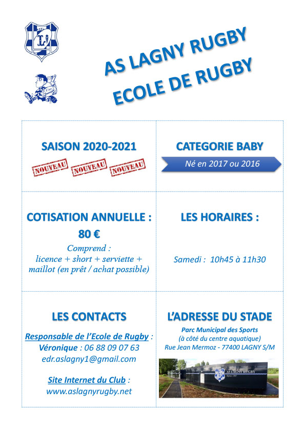 La plaquette Ecole de Rugby BABY 2020
