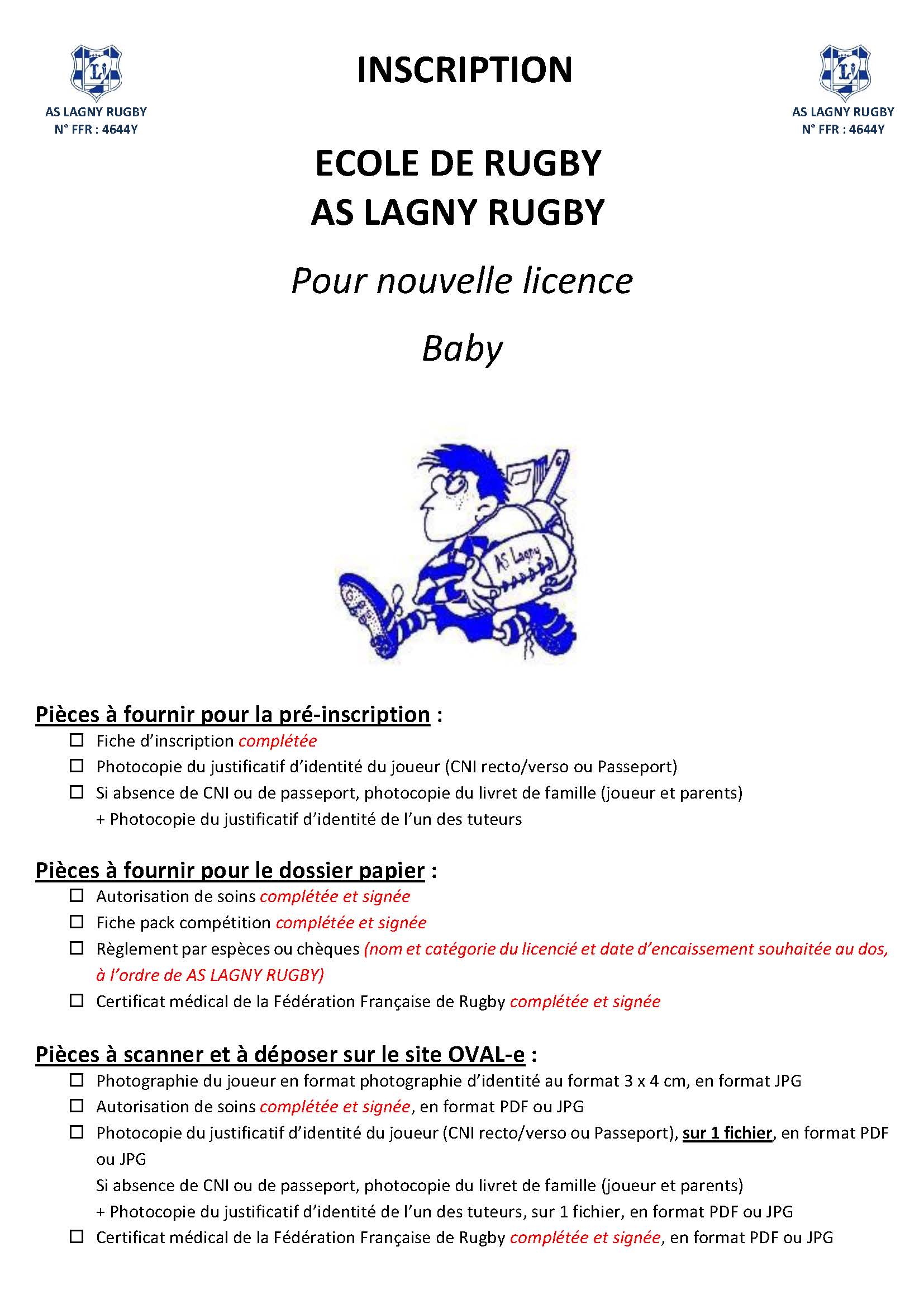 Inscription BABY 2021 (1ère inscription)