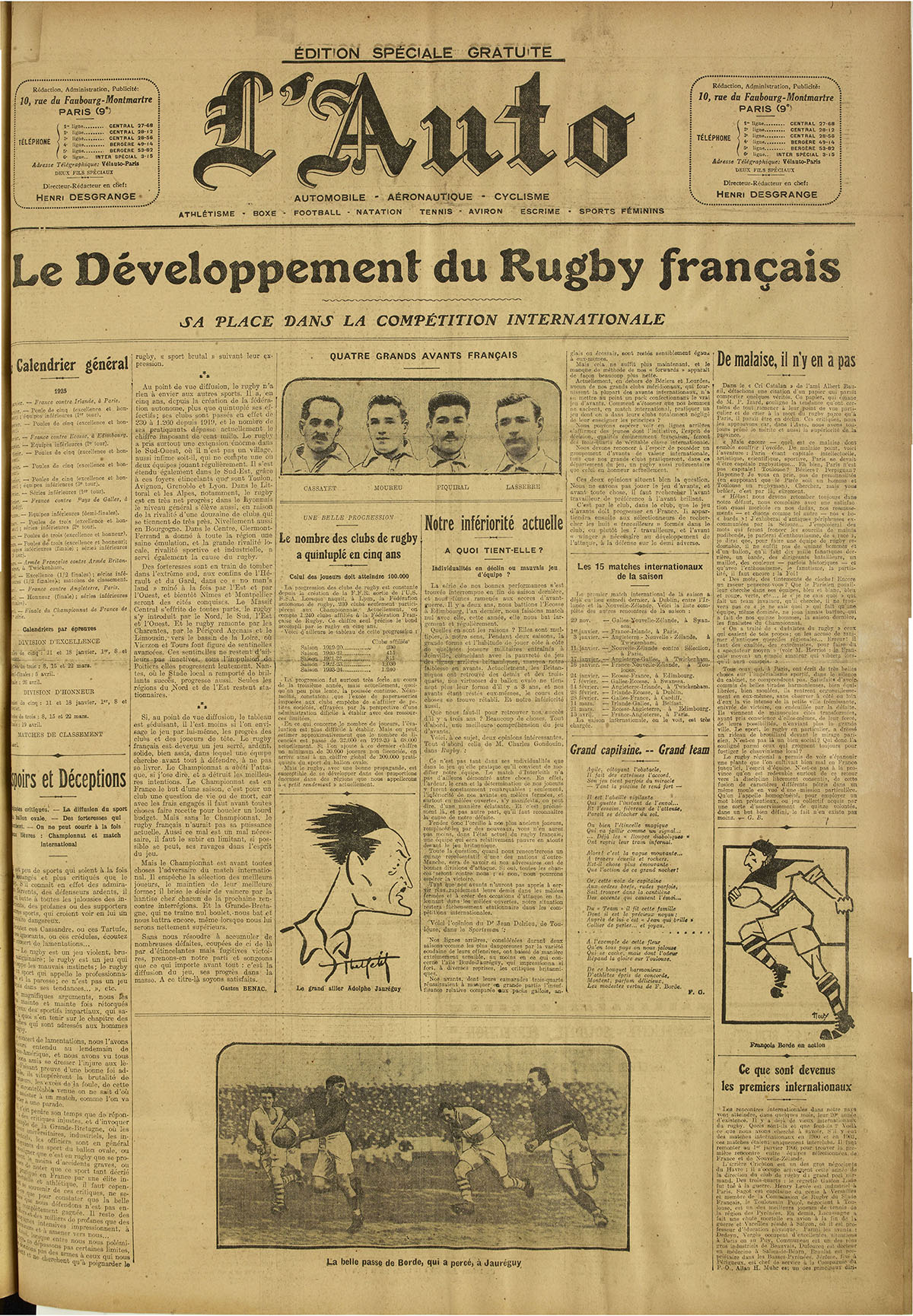 1924 – Le développement du rugby français