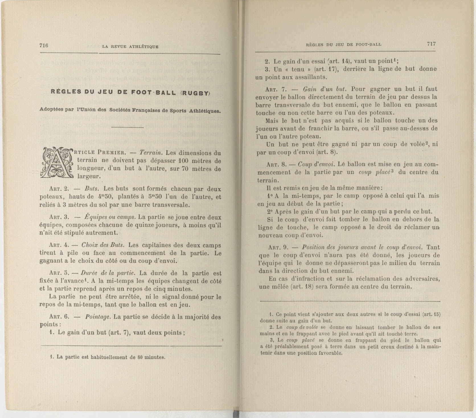 1890 – Premières règles du rugby français (USFSA)